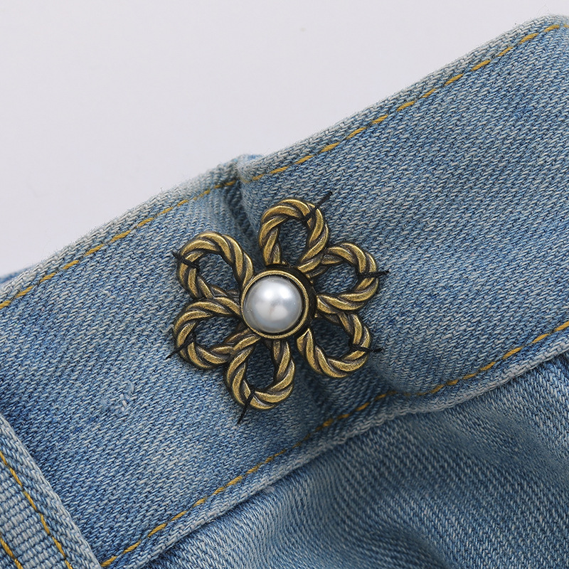 Botón de cintura de seis pétalos desmontable, botón de cintura sin clavos, cintura reducida, cintura de flores