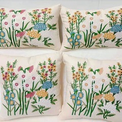 直輸入のアメリカ風刺繍入り田園風花柄モデルルーム用クッション、リビングソファ用クッションカバー、モダンでシンプルなインスタイル