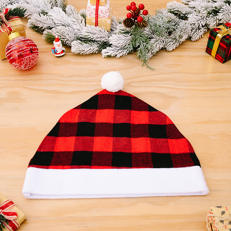 Christmas decorations Red and black check car chair cover thickened car chair back cover headrest cover cushion cover_voghion.com