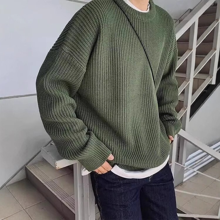 Wholesale Fashionable Striped Color-Block Crew Neck Sweater for Men, New Autumn and Winter Casual Versatile Knit Top