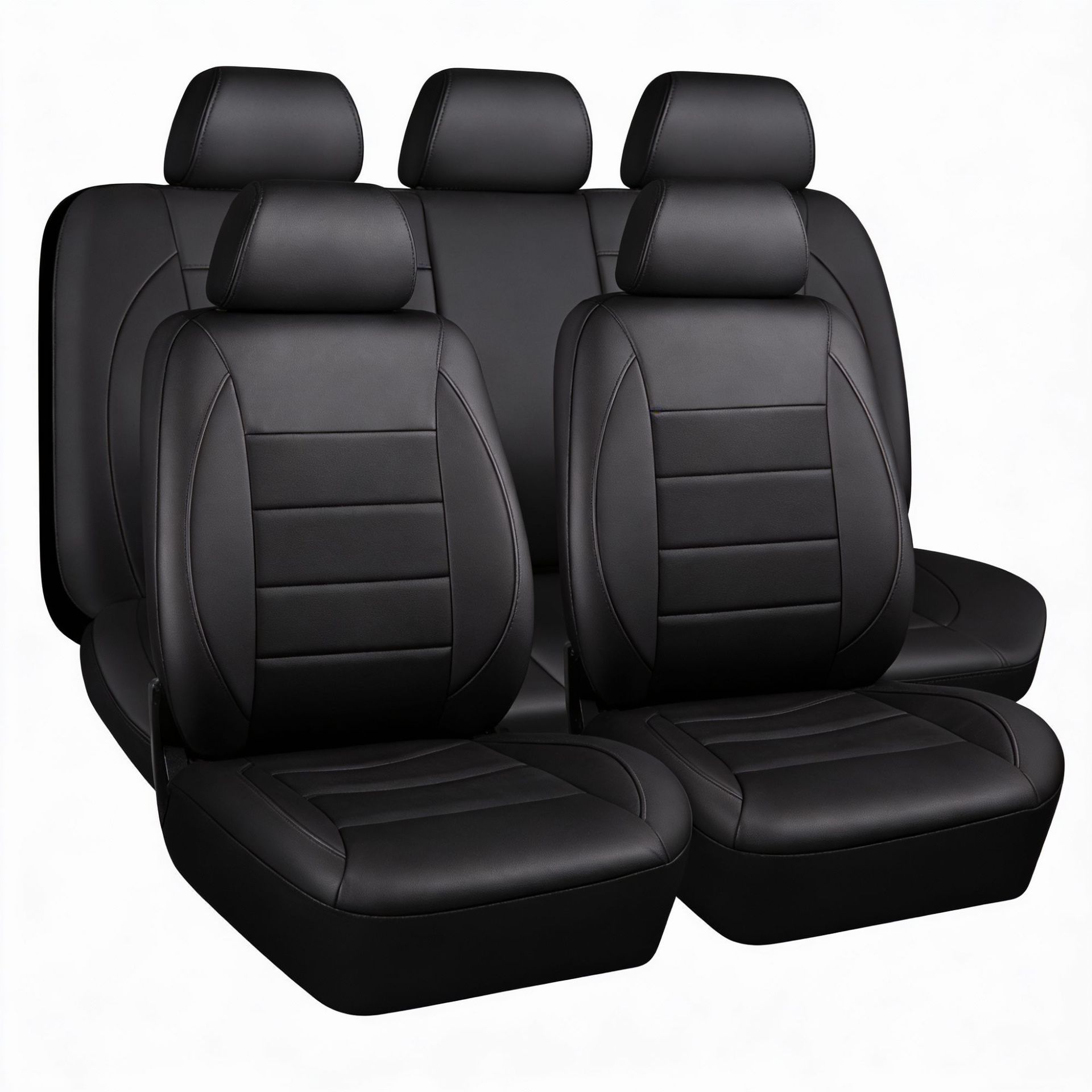 Cross-Border Foreign Trade Car Seat Covers, Universal for All Seasons, Pu Leather with Decorative Stripes, Breathable Sports Style, Full Coverage Car Seat Cushions