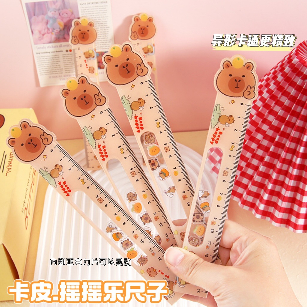 CyiMu Capibara Rock Regla 15cm Acrílico Regla de alto valor de la presión de los estudiantes Papelería