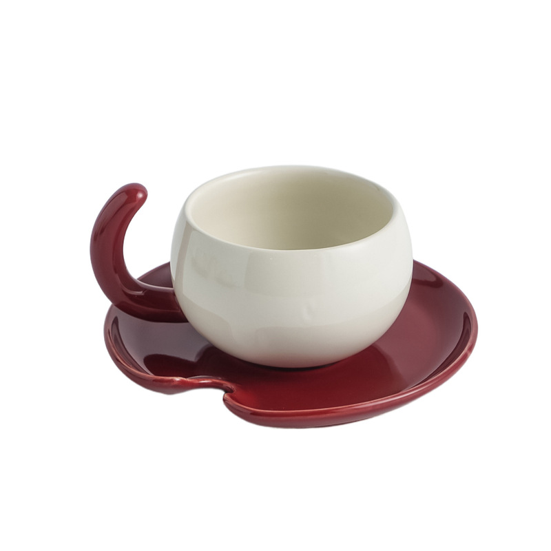 クリエイティブコーヒーカップとソーサーセットセラミックコーヒーカップ家庭用ラテカップ水カップ朝食カップデザインカップとソーサー|undefined