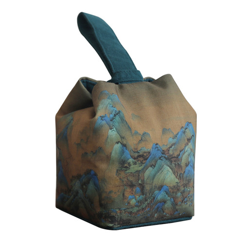 Erya ancient painting handmade thickened storage travel bag tea can teacup tea set cloth bag teapot cloth bag