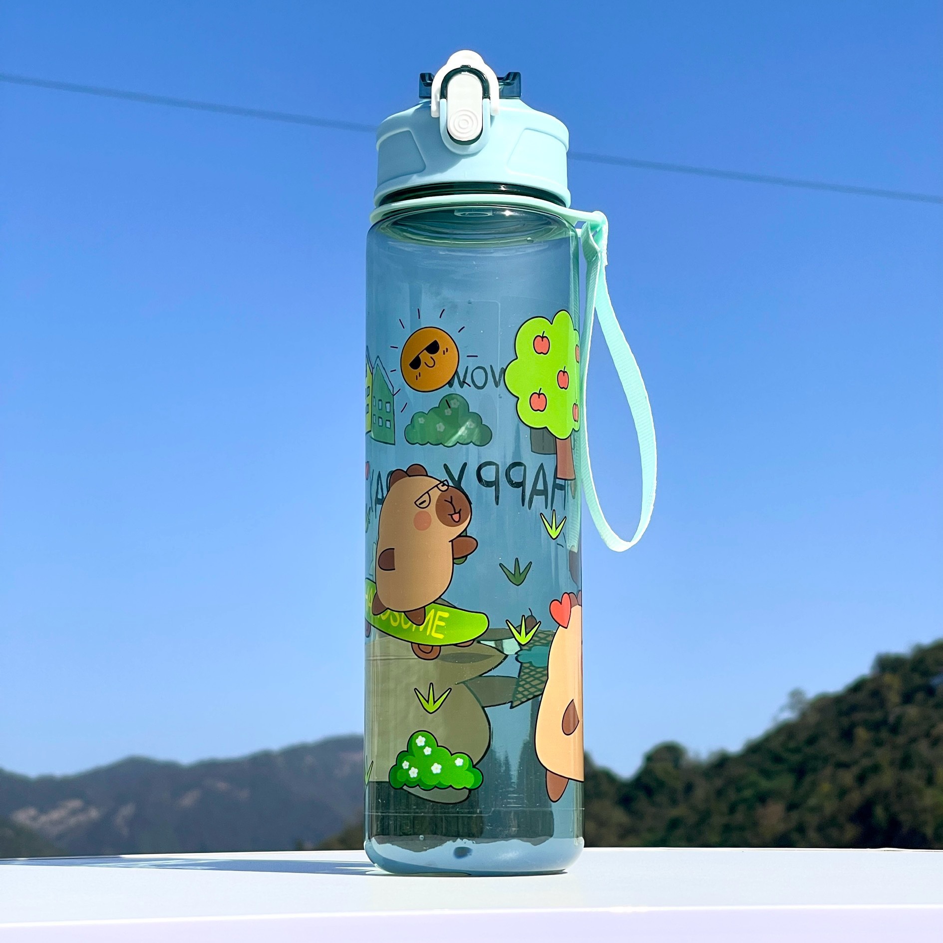 Taza de paja Kapi Barakatong con cierre Taza de mano Taza de plástico para deportes y fitness Taza de agua espacial para hombres y mujeres