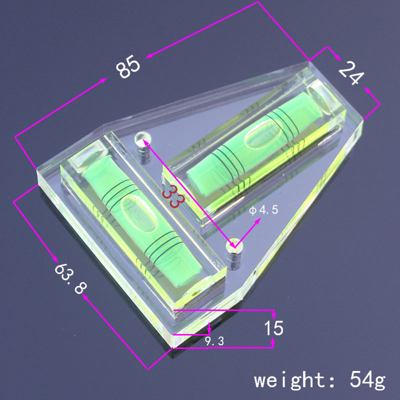 高透明三线T型迷你水平仪小型水平尺水平泡珠亚克力双向水泡85mm