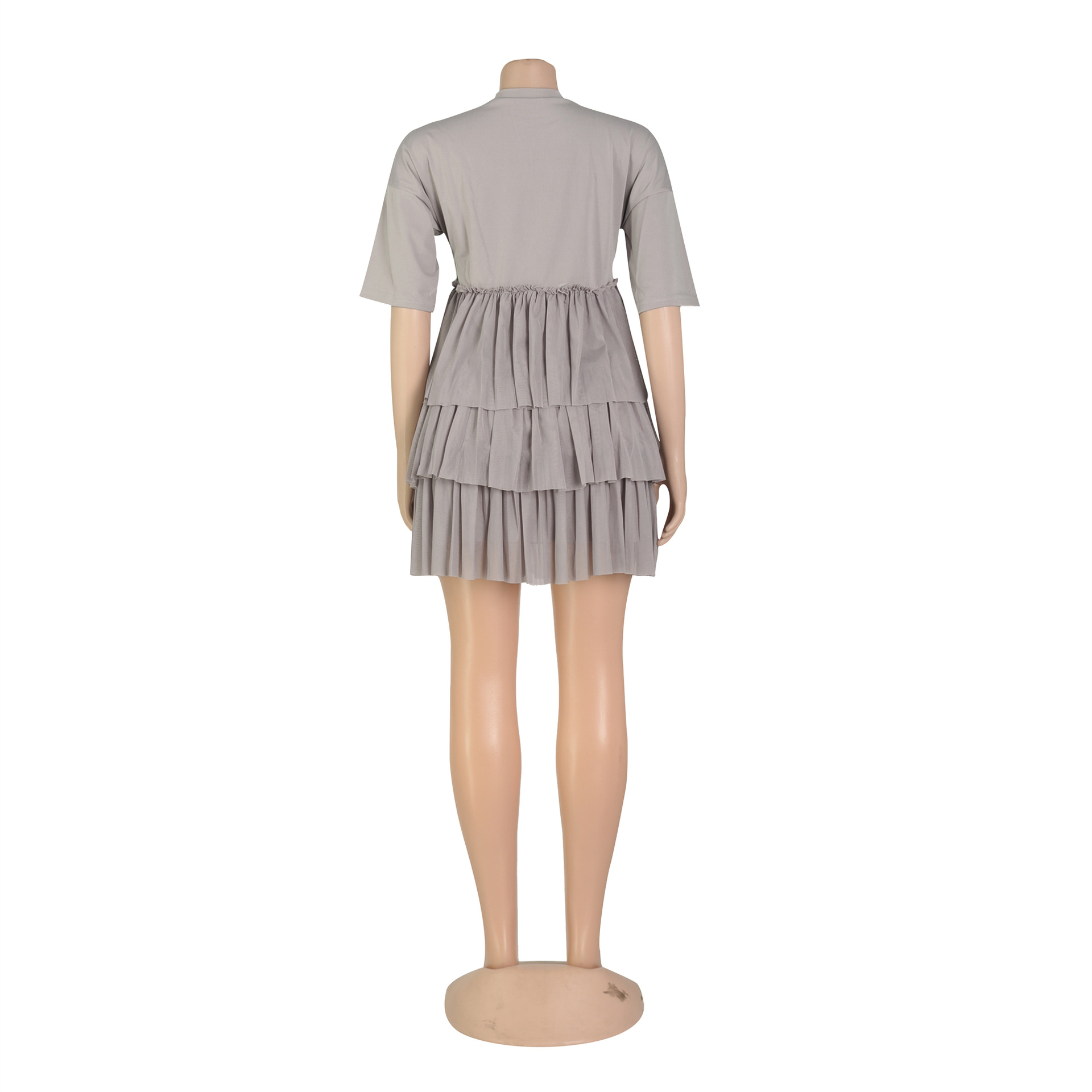 Women Clothing Printed Tiered Dress Mesh Dress T shirt Dress Summer