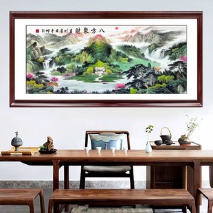 Chinese Ancient National Painting Landscape Painting of the Rising Sun in the East, Living Room Hanging Painting Welcoming Pine, Office Backing Picture, Good Luck Ahead