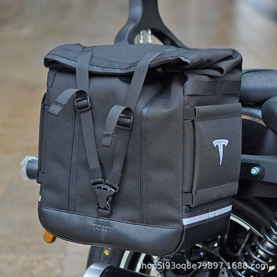 Folding Backrest Rack Carbon Steel — Motorcycle bumper - black-tst2001-quick-release-canvas-side-bag-security-car-bracket