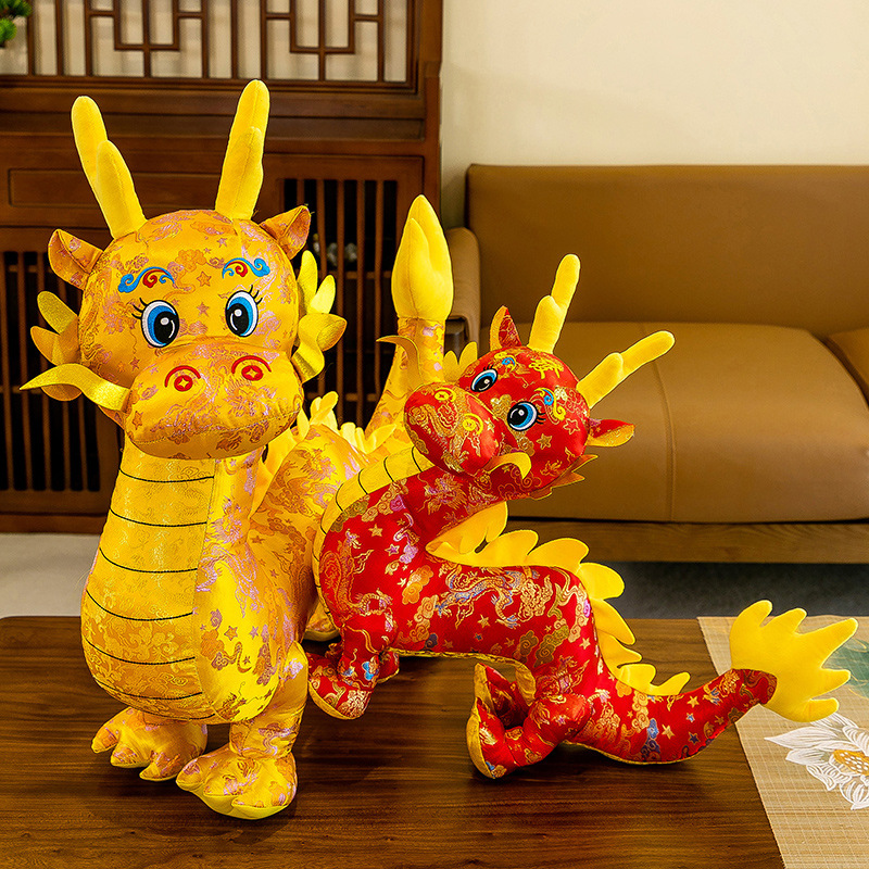 2024 año del dragón mascota de peluche de juguete juego de la espiga simulación dragón muñeca zodiaco dragón chino muñeca actividad regalo image 4