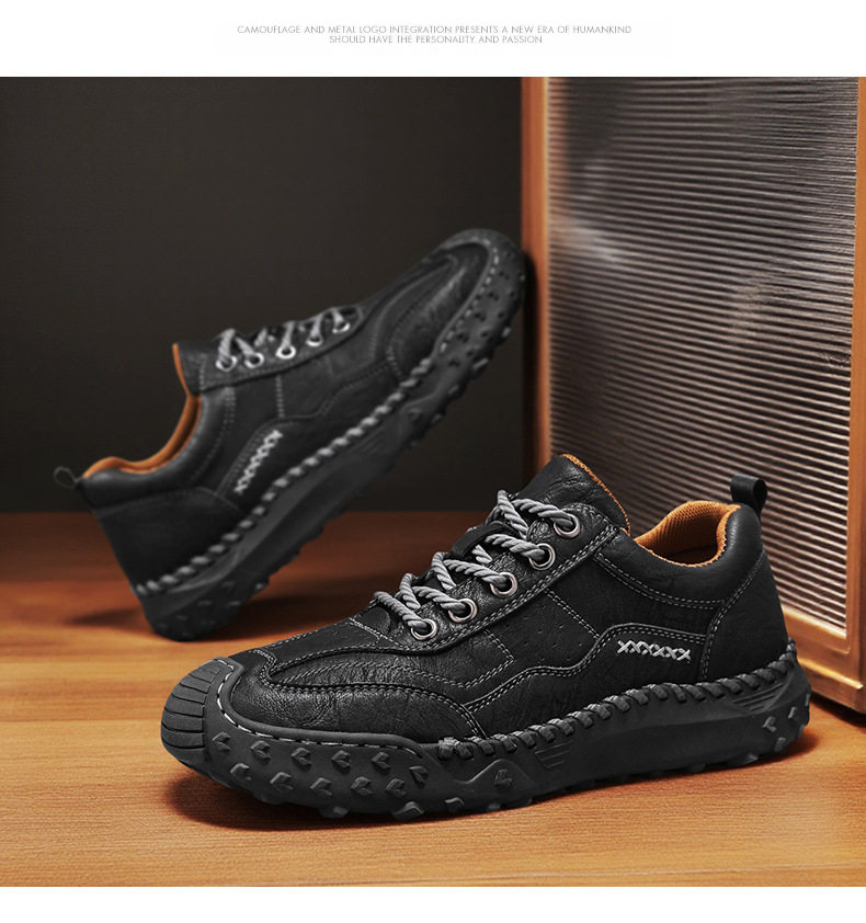 Giày lười nam da đế bằng khâu tay hở, giày slip-on cổ thấp ngoài trời cỡ lớn — 9893 nâu nhạt, 9893 nâu sẫm, 9893 đen chi tiết 16