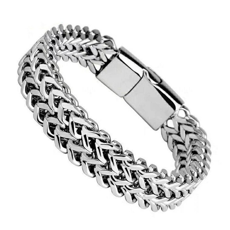 Pulsera de doble capa Hip Hop Titanio Acero Grueso Calle coreana Moda Hombre Simple Dominante Punk Pulsera 5 * 10mm23cm Longitud
