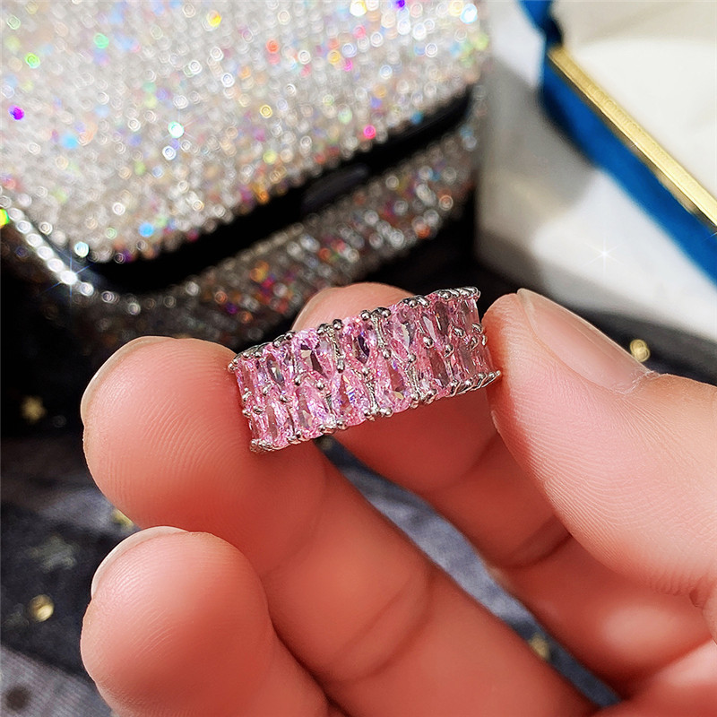 Luxurious Double Row Zircon Ring With Full Diamond Detail For Women_voghion.com