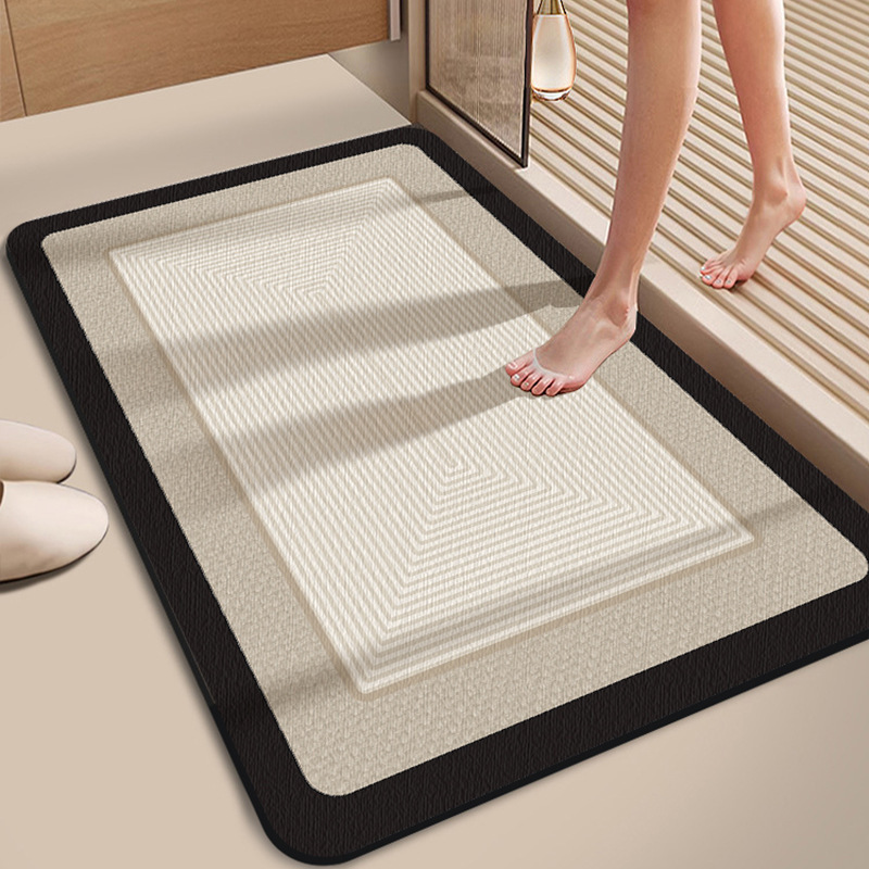 Modern Simple French Diatom Mud Mat Bathroom Toilet Water Absorbent Non-slip Quick-drying Bath Mat Bedroom Skin-friendly Foot Mat
