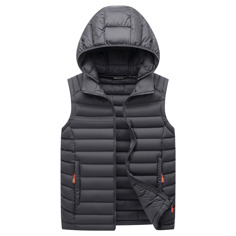 Chaleco transfronterizo para hombres 2023 Otoño e Invierno chaqueta casual con capucha Chaleco de hombre Chaqueta de algodón acolchado abrigo de algodón acolchado cálido al por mayor