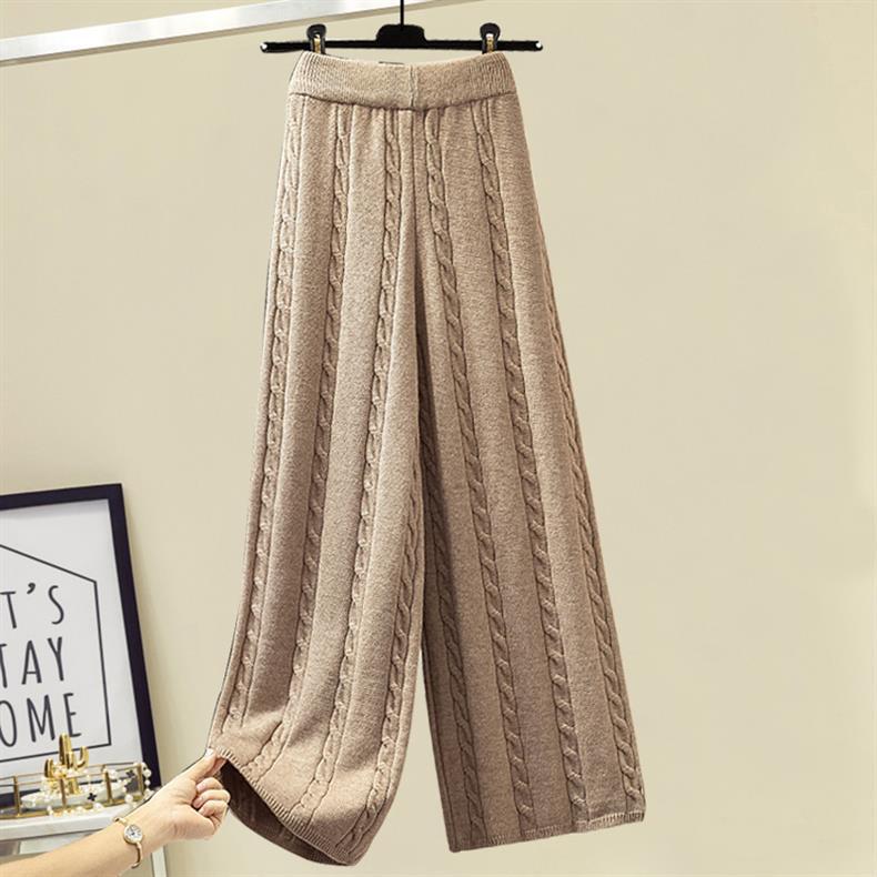 Women's Clothing Autumn and winter three piece suit for women, designer sweater, thickened slim vest coat, high waist, wide leg casual pants_voghion.com