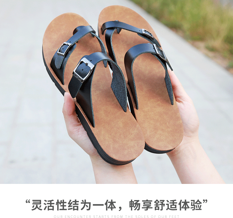 Dép sandal nữ quai ngang đế bệt thoáng khí kiểu Hàn Quốc — Màu Sâm panh, Nâu vàng, Nâu Đen chi tiết 13