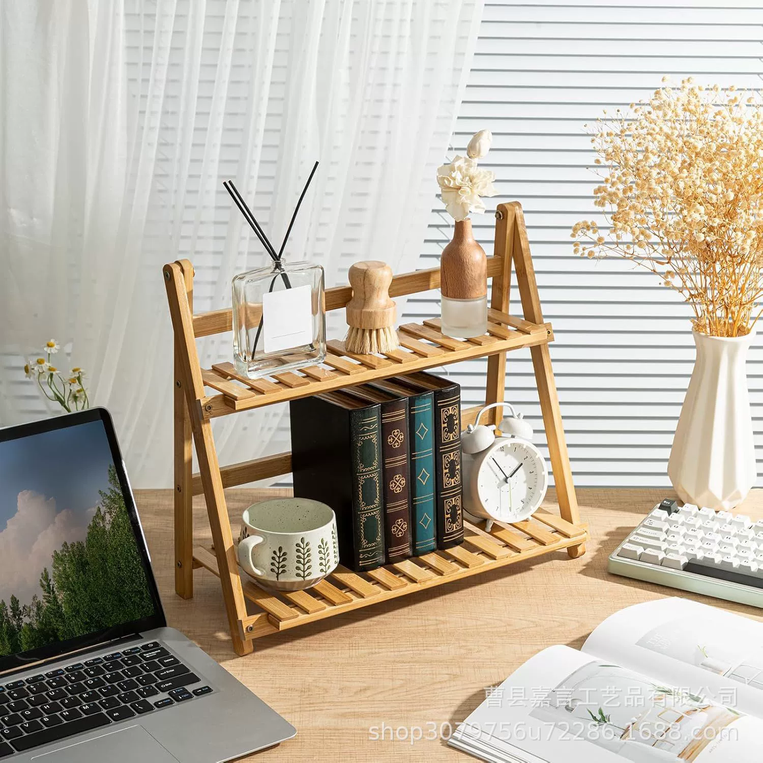 Storage Rack Solid Wood Multi-tier Two-tier Desktop from Yomiego