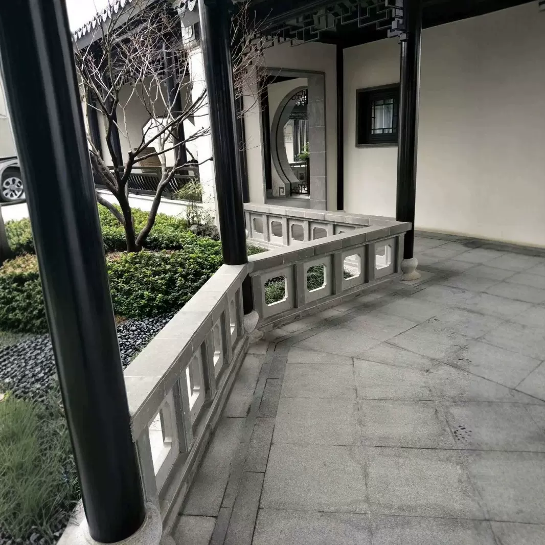 青砖苏州园林庭院连廊砖细砖雕栏杆扶手中式建筑老青砖中式庭院