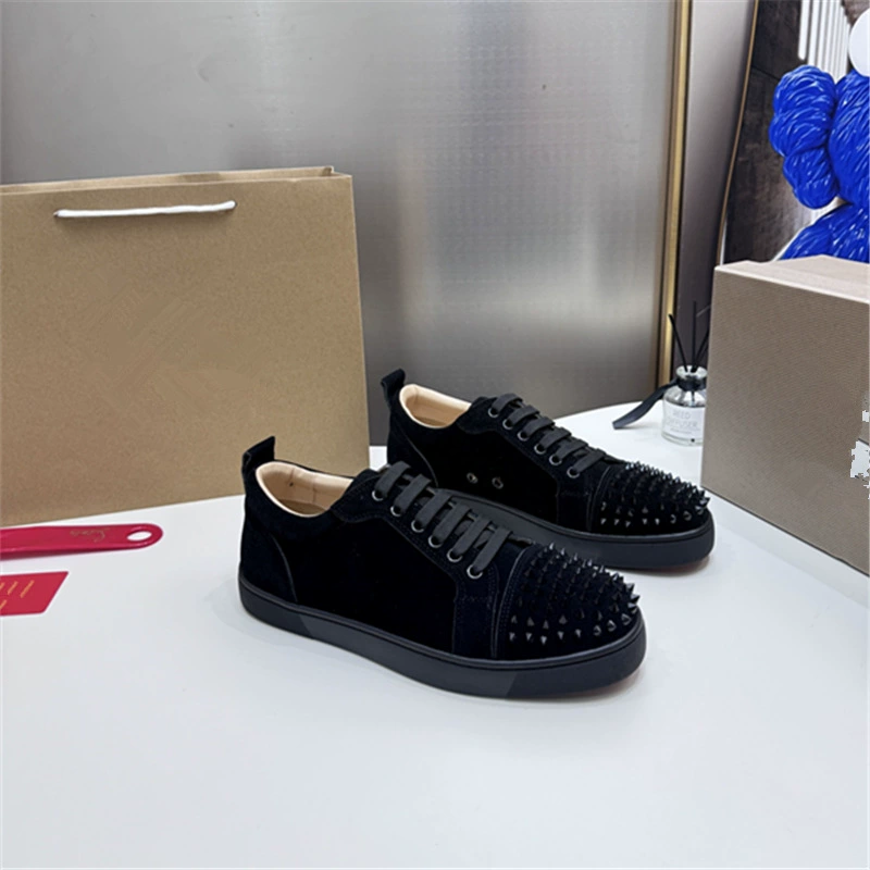 Европейская станция Новая электрическая вышивка на красной подошве мужская обувь черная вышивка нижняя вышивка мужская обувь плоская обувь повседневная обувь полумесяц