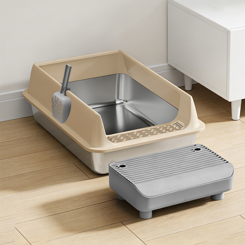Caja de Arena Semicerrada para Gatos XL de Acero Inoxidable Anti-salpicaduras Fácil de Limpiar image 12