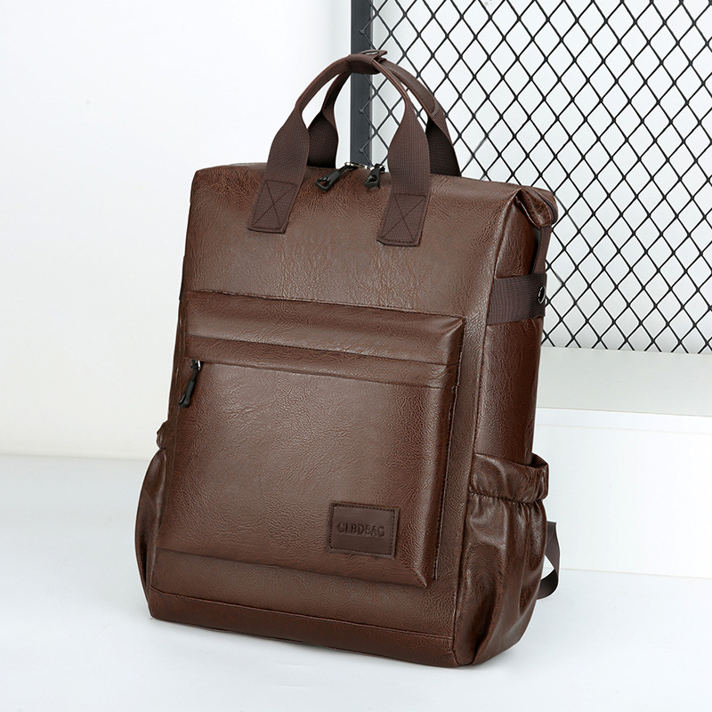 Mayorista 2025 nueva mochila de cuero suave simple mochila de viaje de negocios mochila de computadora de gran capacidad mochila de viaje