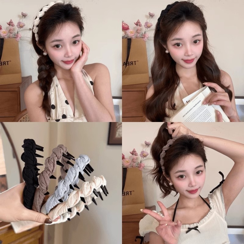 2025 nueva diadema de alta calidad, diadema femenina, horquilla de presión, tocado de paquete de cabello, peine inverso de dientes de viaje, cabeza alta esponjosa