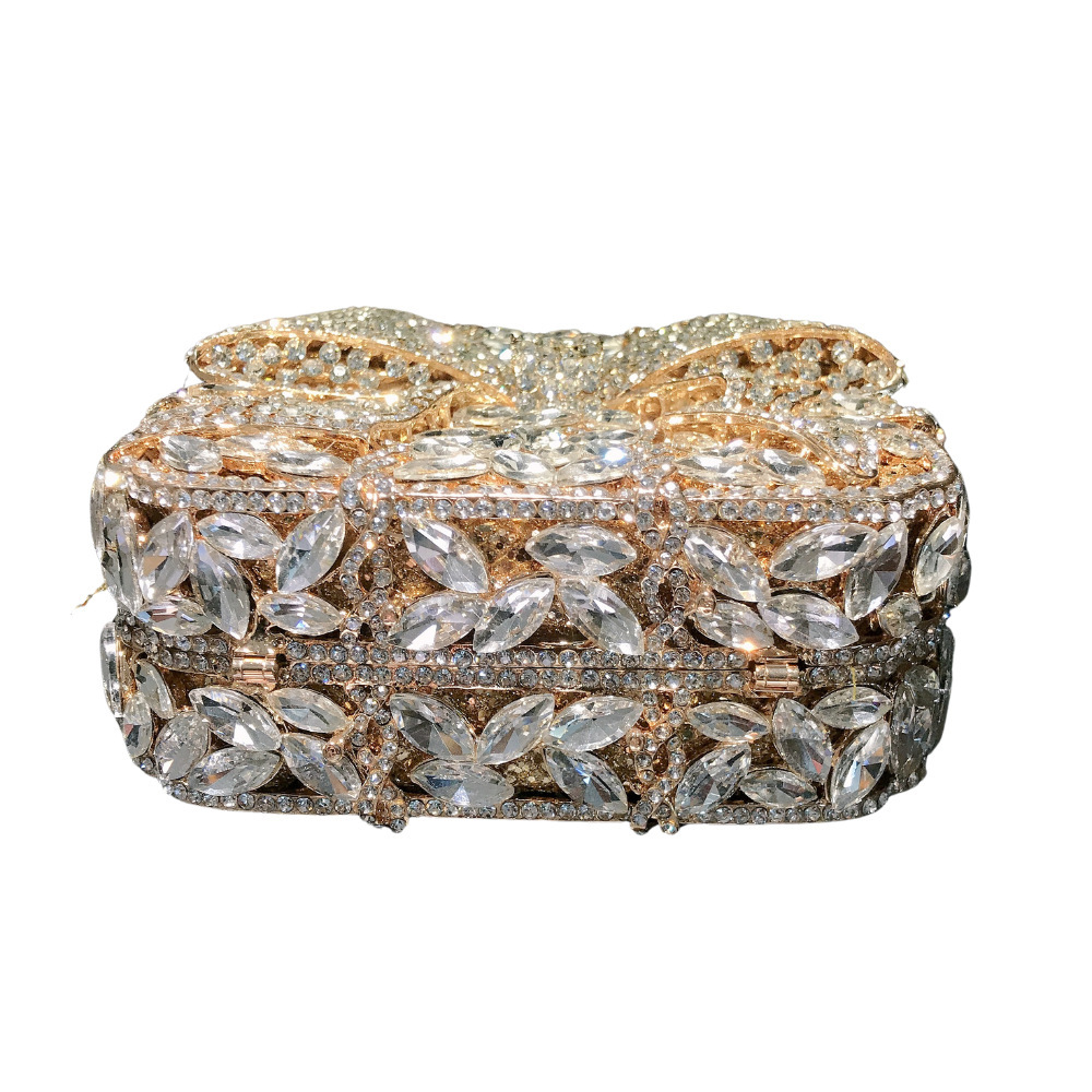 Sirena de diamantes hechos a mano bolsa de cena de metal vacío caja dura llena de diamantes bolsa de mano de mujer Stone Clutch