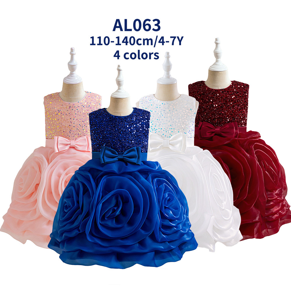 Aliexpress vestido vestido de princesa flor tridimensional vestido de niña vestido de piano sin mangas para niños