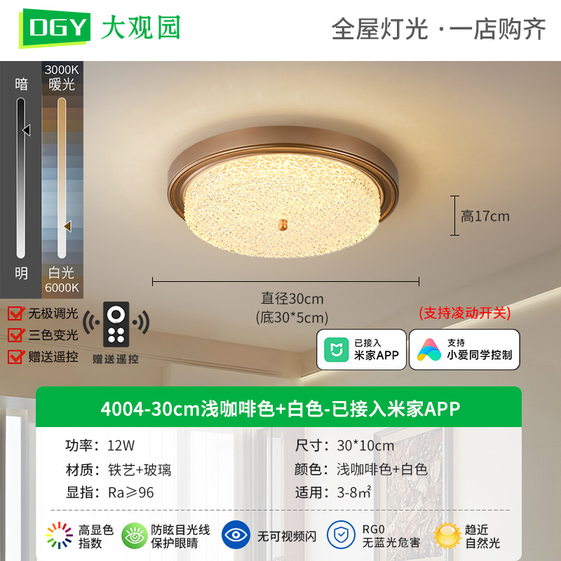 [Estrictamente seleccionado] Lámpara de techo americana simple retro country francés redondo led sala de estar habitación estudio lámpara 118L