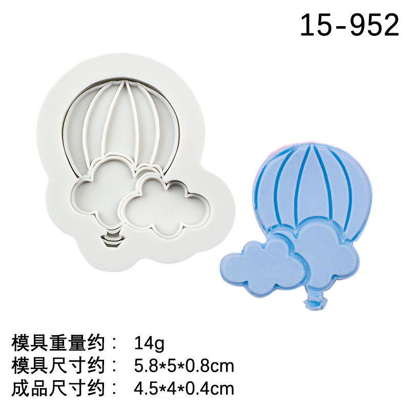 4 globo de aire caliente nube arco iris de silicona molde fondant pastel de chocolate decoración DIY arcilla epoxi decoración molde
