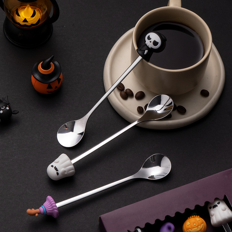 クロスボーダーステンレス鋼食器セットクリエイティブハロウィンフォークとスプーンセットケーキデザートスプーンフルーツフォーク工場直販|undefined