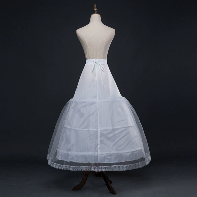 Три стальных слоя жесткой сетки юбка с кружевным свадебным платьем