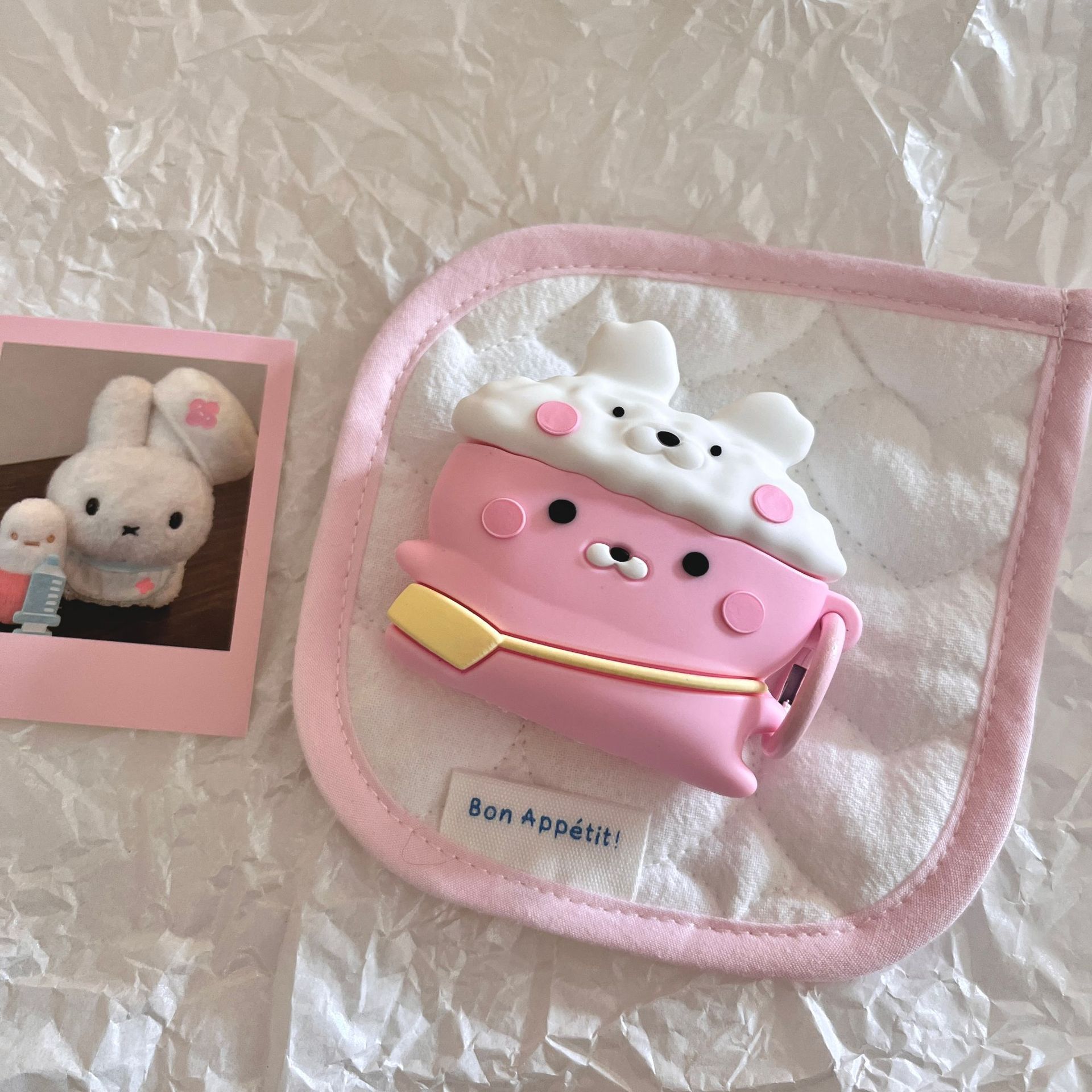 Divertido conejo de corazón de niña de dibujos animados para AirPids1/2 auriculares airpodPro2 carcasa 3/4 silicona Pro