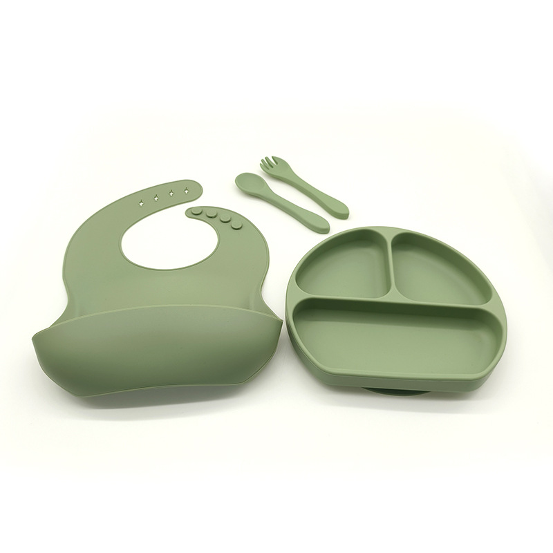 Complemento alimenticio transfronterizo para niños, plato de silicona, plato de suplemento alimenticio para bebés, plato de comida sonriente de seis piezas, vajilla para alimentación maternoinfantil al por mayor