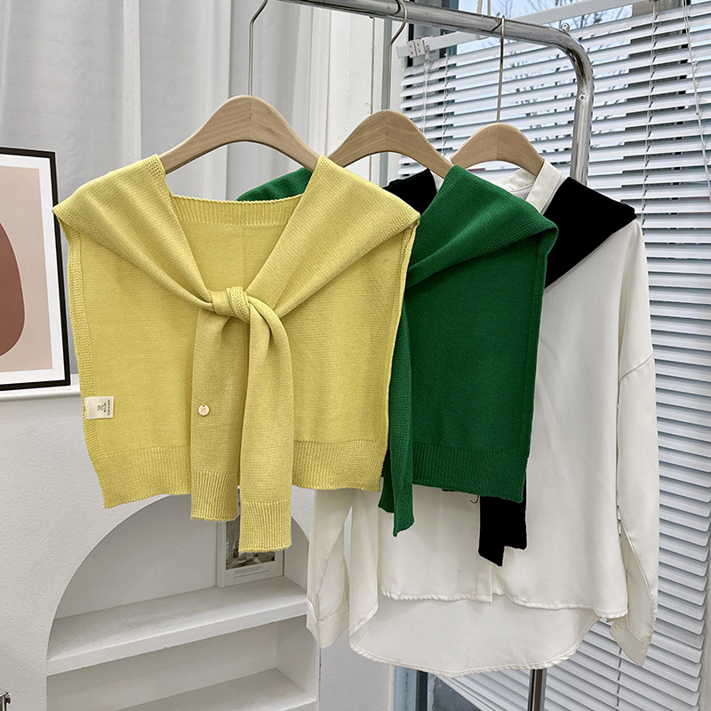 Nuevo estilo coreano Dongdamen sólido chale de punto para mujeres primavera y otoño con cardigans delgados de verano bufandas de nudos
