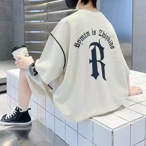 Boys summer suit  new style medium and large children's street sports Internet celebrity short-sleeved summer style children's handsome summer trend