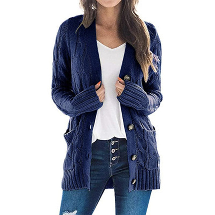 Suéter Cárdigan Nuevo de Otoño-Invierno 2026 para Mujer, Estilo Europeo y Americano, Cuello en V, Cierre de un Botón, Manga Larga, Chaqueta de Punto