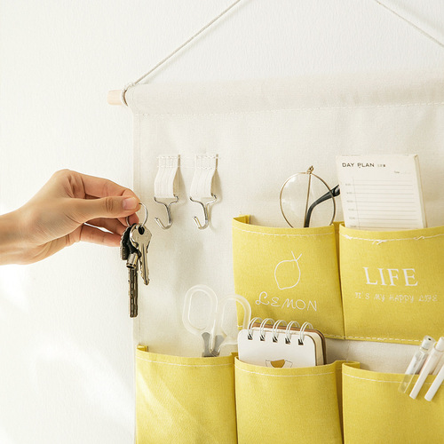 Fabric wall hanging storage bag bedside wall wall hanging mobile phone storage pocket dormitory wall hanging artifact D
