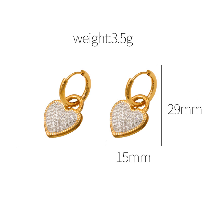 Zircon Love Titanium Steel Earrings