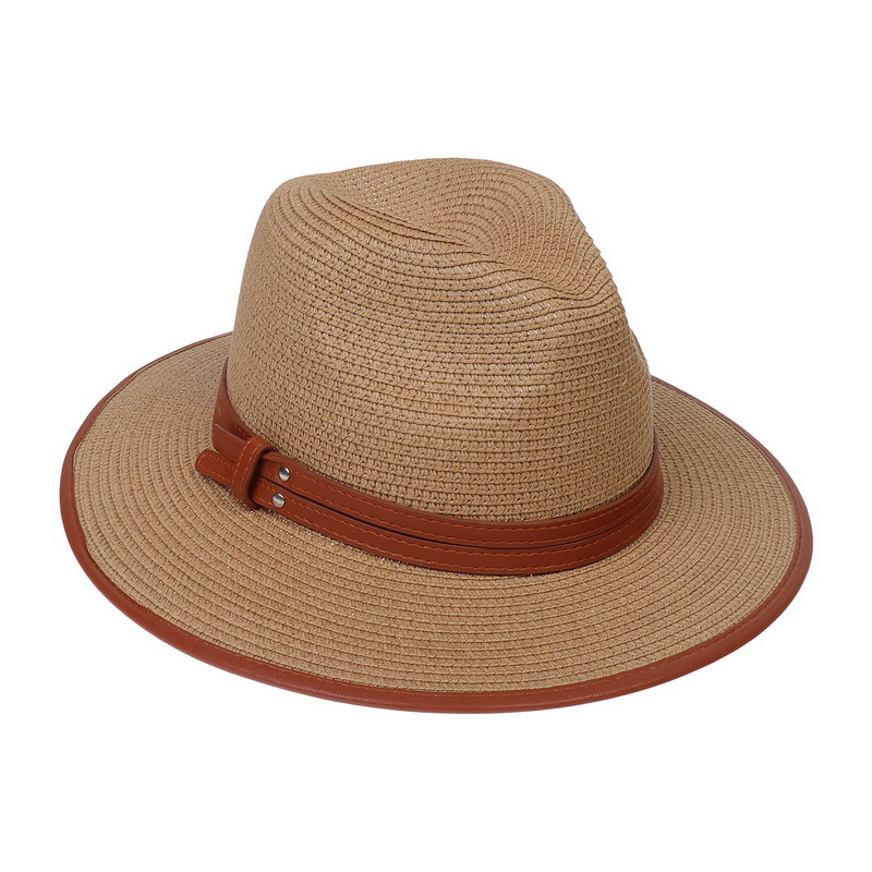 High Quality British Style Belt Large Brimmed Jazz Straw Hat Women's Sun Protection Hat Casual and Versatile Beach Hat Exquisite Gift_voghion.com