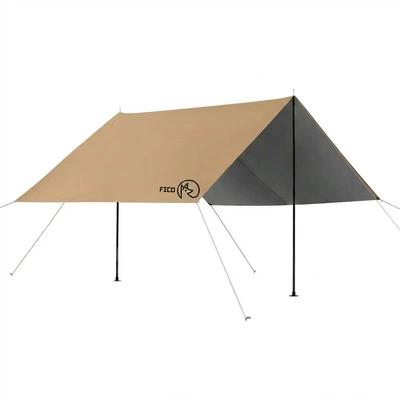 Outdoor Sunshade Square Canopy 210D Silver-Coated Oxford Cloth Rainproof and Sunproof, Available in Multiple Colors, Customizable for Camping and Outdoor Use (Avtomobil yan çətirləri) - khaki-300300