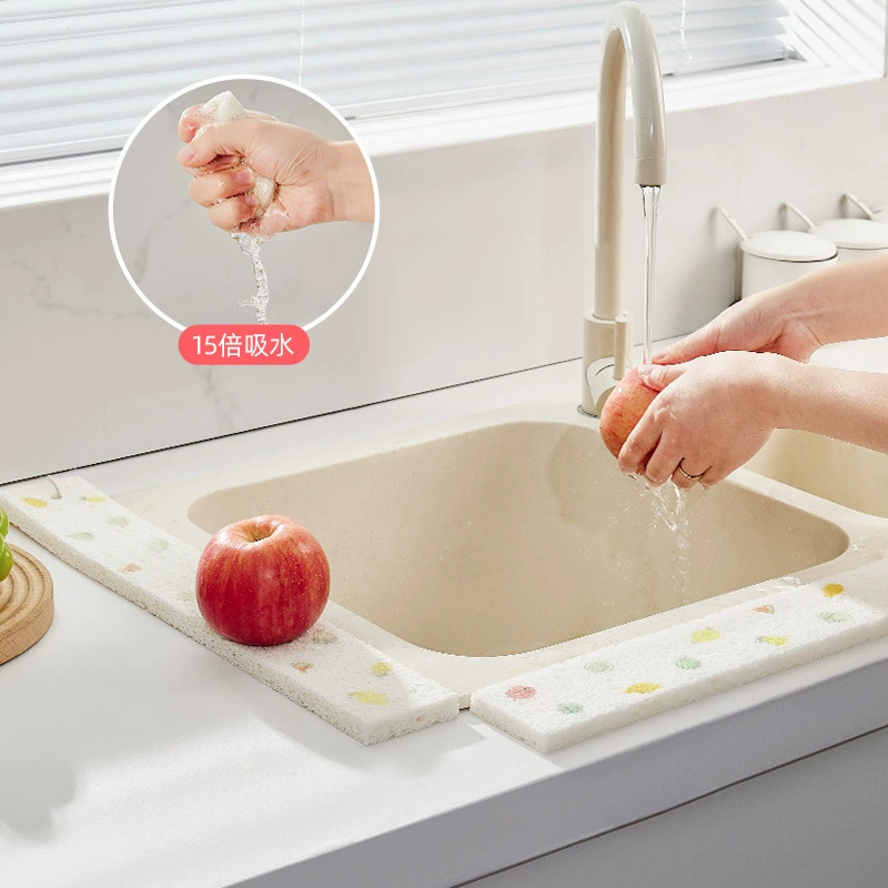 Впитывающий хлопковый кухонный стол для раковины Впитывающий Коврик для умывальника с канавкой узкая губчатая накладка брызгозащищенная вода, древесная масса, хлопковая Чистящая салфетка