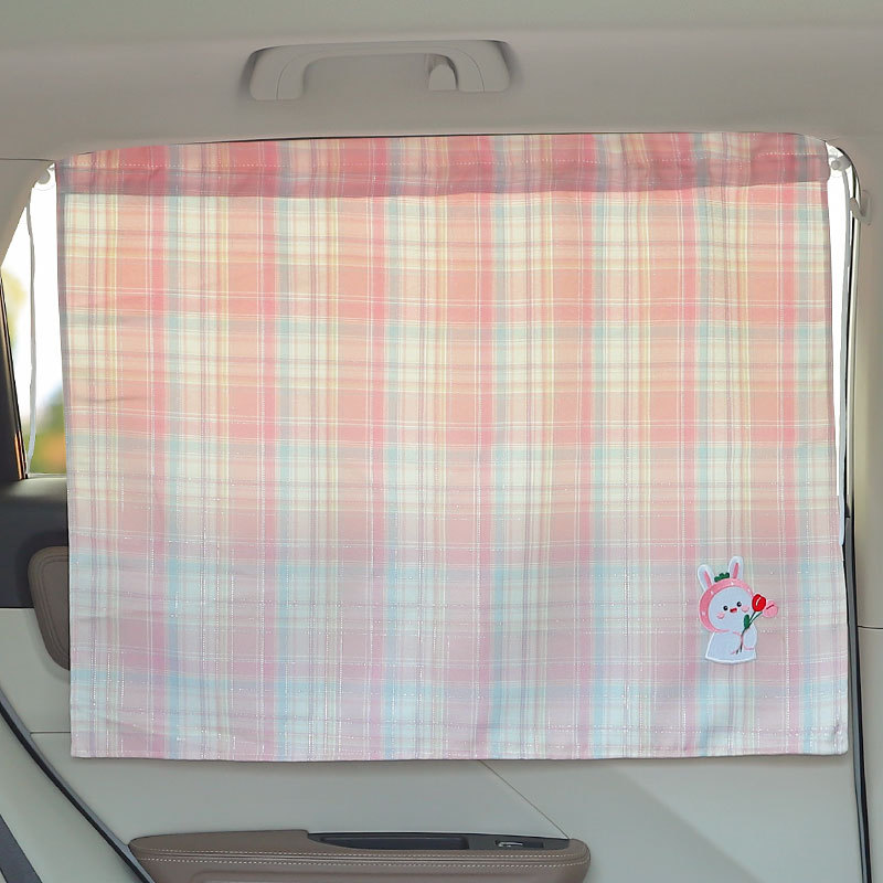Window Curtains Child: Katong Car curtains - pink-gold-grid-tulip-rabbit