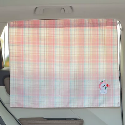 Curtain Car Privacy Sunshade Curtain: Car curtains - pink-gold-line-tulip-bunny