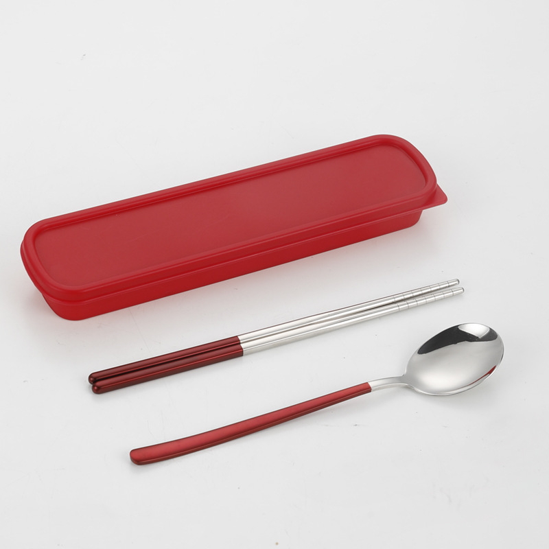 304 vajilla de acero inoxidable cuchara coreana tenedor palillos estudiante portátil conjunto de tres piezas traje creativo regalo puede ser logotipo personalizado