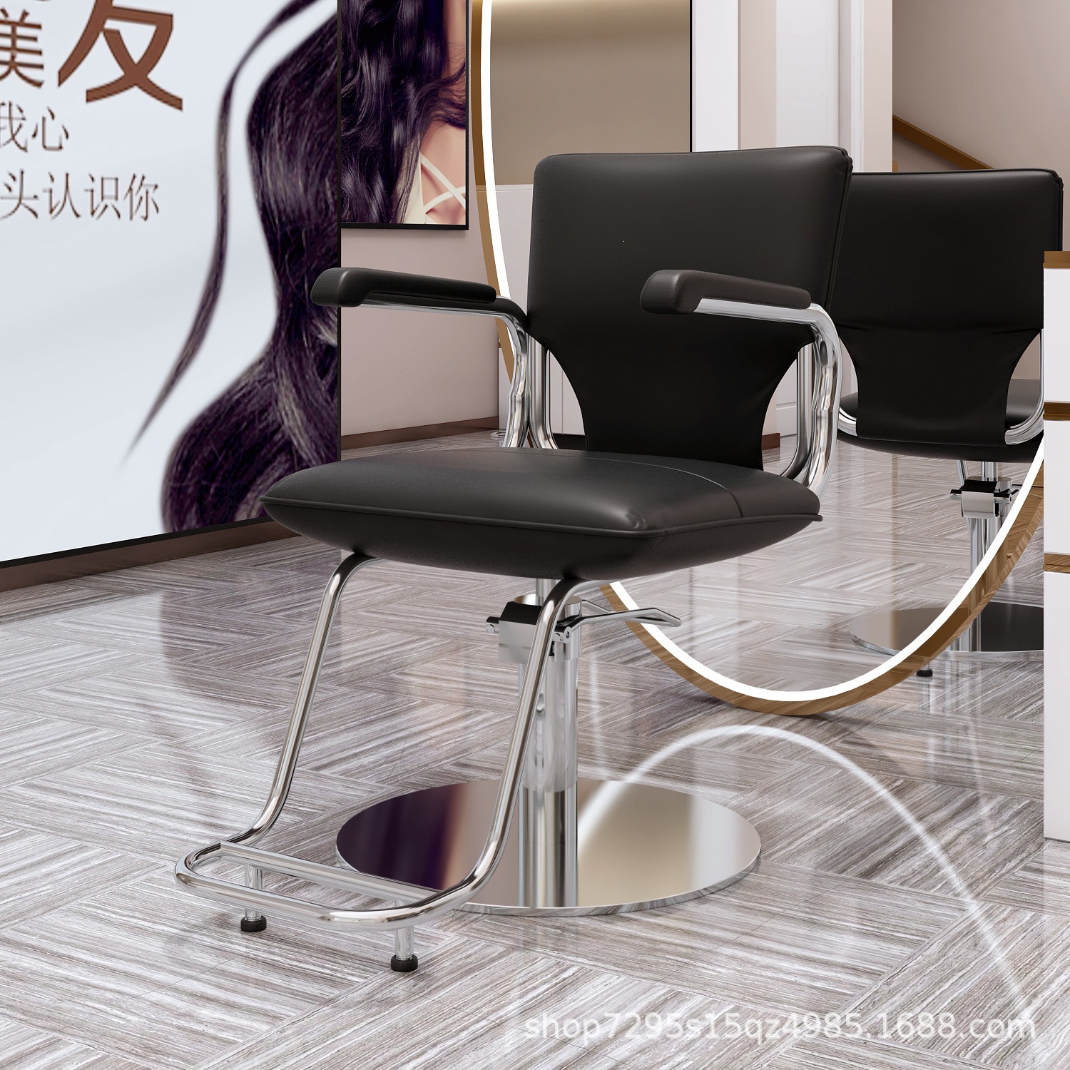 Fábrica directa de salón de peluquería silla de peluquería silla de peluquería red tienda de marea roja acero inoxidable image 7