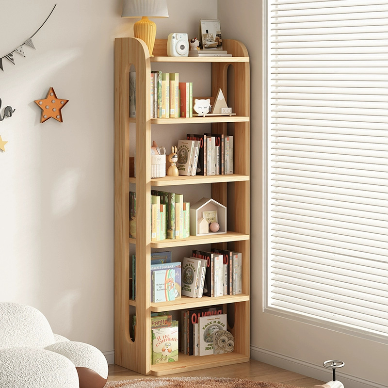 Estantería de madera maciza estantería de piso sala de estar gabinete estrecho libre combinación gabinete de almacenamiento para niños estudiante lectura estantería en casa