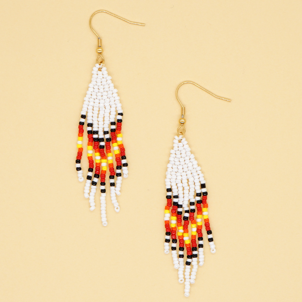 Ethnic Style Color Hand-beaded Tassel Long Earrings display picture 3