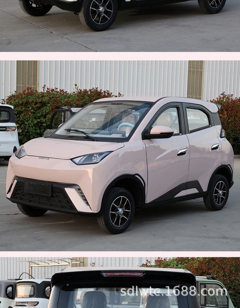 Seagull-Style Electric Four-Wheel Vehicle, Household Fuel-Electric Hybrid Car for Women, Fully Enclosed Lithium Battery Electric Vehicle